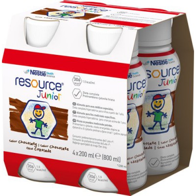 Zdjęcie produktu - Resource Junior Płyn smak czekoladowy, 4 x 200ml USZKODZONE BRAK OPAKOWANIA TEKTUROWEGO