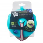 Tommee Tippee Miseczki (fioletowa i szara) z pokrywką i łyżeczką