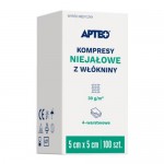 Zdjęcie produktu - APTEO CARE Kompresy niejałowe z wł&oacute;kniny 5x5 cm, 100 sztuk