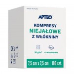 Zdjęcie produktu - APTEO CARE Kompresy niejałowe z wł&oacute;kniny 7,5 x 7,5 cm, 100 sztuk