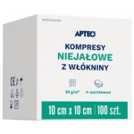Zdjęcie produktu - APTEO CARE Kompresy niejałowe z wł&oacute;kniny do opatrywania ran 10x10 cm, 100 szt.