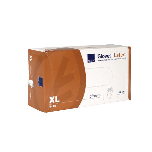 Zdjęcie produktu - ABENA LATEX Rękawiczki rozmiar XL bezpudrowe BIAŁE Classic, 100 szt.