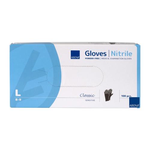 Zdjęcie produktu - ABENA NITRILE Rękawiczki rozmiar L nitrylowe bezpudrowe Classic - czarne, 100 sztuk