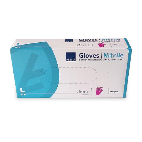 Zdjęcie produktu - ABENA NITRILE Rękawiczki rozmiar L nitrylowe bezpudrowe - fioletowe, 100szt.