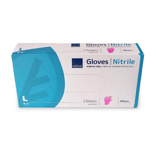 Zdjęcie produktu - ABENA NITRILE Rękawiczki rozmiar L nitrylowe bezpudrowe - r&oacute;żowe, 100szt.