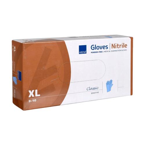 Zdjęcie produktu - ABENA NITRILE Rękawiczki rozmiar XL nitrylowe bezpudrowe Classic - niebieskie, 100 sztuk