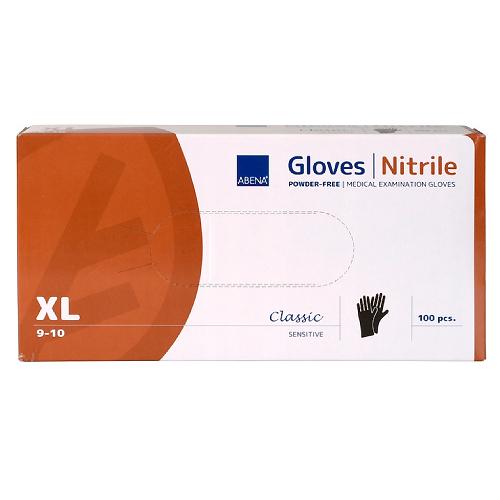 Zdjęcie produktu - ABENA NITRILE Rękawiczki rozmiar XL nitrylowe bezpudrowe Classic - czarne, 100 sztuk	