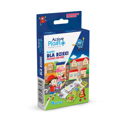 Zdjęcie produktu - Active Plast First Aid Plastry dla dzieci hipoalergiczne, 16 szt.