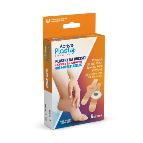 Zdjęcie produktu - ACTIVE PLAST Plastry na odciski z kwasem salicylowym, 6szt.