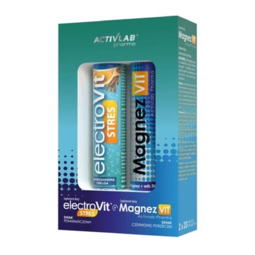 Zdjęcie produktu - ACTIVLAB PHARMA Zestaw ElectroVit Stres pomarańczowy, 20tabl. mus. + MagnezVIT czerwona porzeczka, 20tabl. mus. KR&Oacute;TKA DATA 02.08.2026