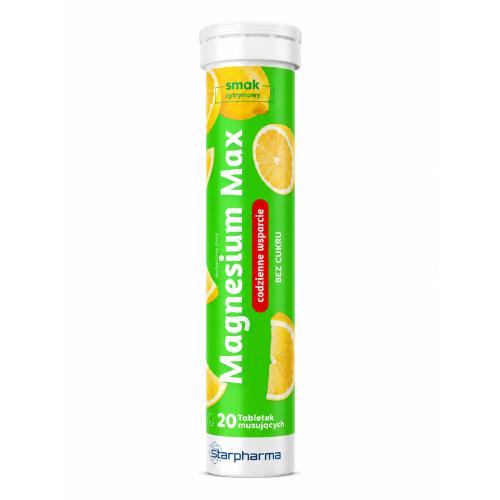Miniaturka artykułu - Magnesium Max smak cytrynowy, 20 tabl. musujących