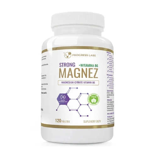 Miniaturka artykułu - Progress Labs Magnez Strong + Witamina B6, 120 tabl.