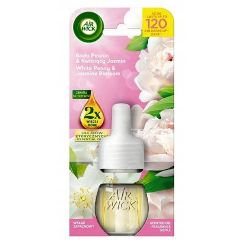 Zdjęcie produktu - Air Wick Essential Oils Wkład do elektrycznego odświeżacza powietrza Biała Peonia & Kwitnący Jaśmin, 19 ml