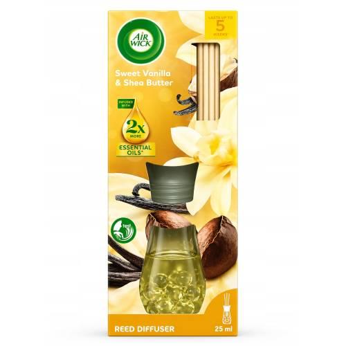 Zdjęcie produktu - Air Wick Essential Oils Pachnące patyczki Sweet Vanilla & Shea, 25 ml