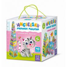 AKSJOMAT Angielski. Piramida malucha 10 kostek + książeczka Animals 1+