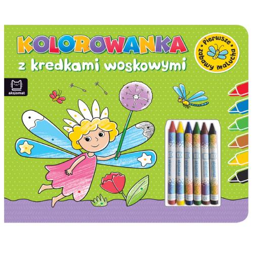 AKSJOMAT Kolorowanka z kredkami woskowymi. Pierwsze zabawy malucha. Książeczka zielona
