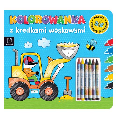 AKSJOMAT Kolorowanka z kredkami woskowymi. Wesołe zabawy malucha. Książeczka niebieska
