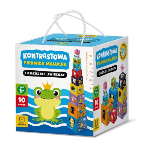 AKSJOMAT Kontrastowa piramida malucha + książeczka Zwierzęta 1+