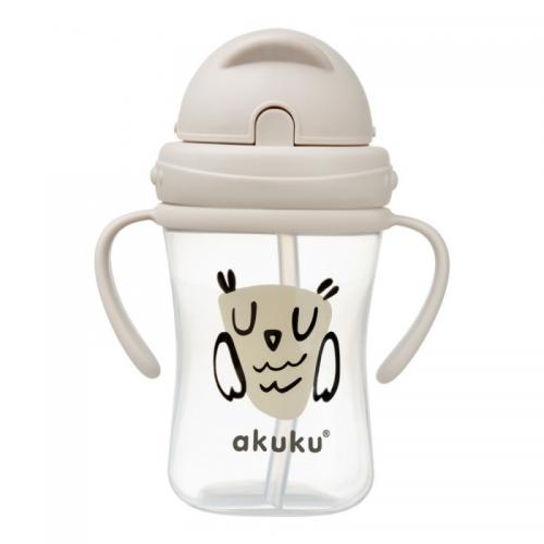 Zdjęcie produktu - AKUKU Bidon z chowaną, wymienną słomką SOWA 9m+, 300ml