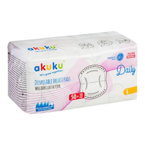 Zdjęcie produktu - AKUKU Chłonne wkładki laktacyjne DAILY, 60szt.