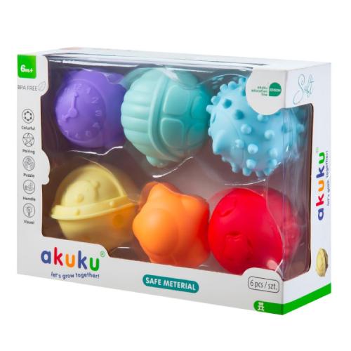 Zdjęcie produktu - AKUKU Zestaw piłeczek sensorycznych soft A0640 USZKODZONE OPAKOWANIE