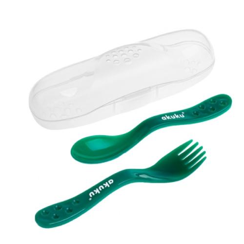Zdjęcie produktu - AKUKU Zestaw sztućc&oacute;w w etui, zielone A0074