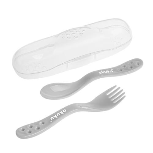 Zdjęcie produktu - AKUKU Zestaw sztućc&oacute;w w etui, szare A0073