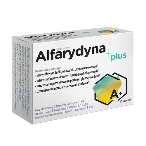 Zdjęcie produktu - Alfarydyna Plus, 30 kaps. - zawiera kwas alfa-liponowy, monofosforan urydyny i monofosforan cytydyny
