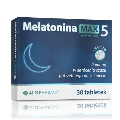 Zdjęcie produktu - Alg Pharma Melatonina Max 5, 30 tabl.