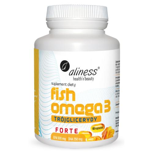 Zdjęcie produktu - ALINESS Fish Omega 3 Forte Tr&oacute;jglicerydy, 60 kaps.