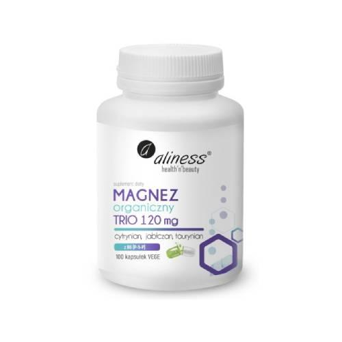 Zdjęcie produktu - Aliness Magnez organiczny TRIO 120 mg z B6, 100 kaps.