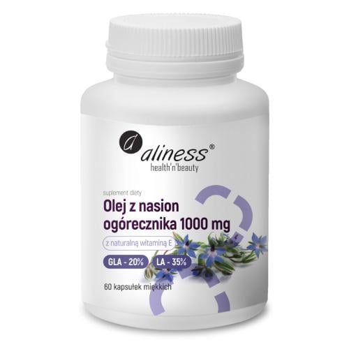 Zdjęcie produktu - Aliness Olej z nasion og&oacute;recznika 1000 mg, 60 kaps.