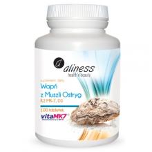 Zdjęcie produktu - ALINESS Wapń z muszli ostryg z K2 MK7 i D3, 100 tabl.