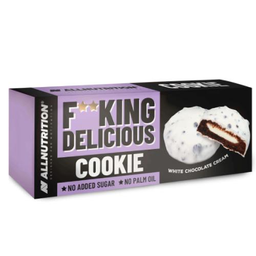 Zdjęcie produktu - ALLNUTRITION FitKing Delicious Ciasteczka kakaowe oblane białą czekoladą, 128g