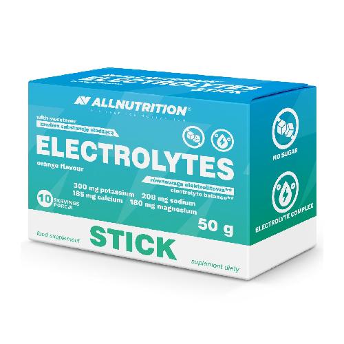 Zdjęcie produktu - Allnutrition Electrolytes Stick Elektrolity o smaku pomarańczowym, 50 g (10x5g)