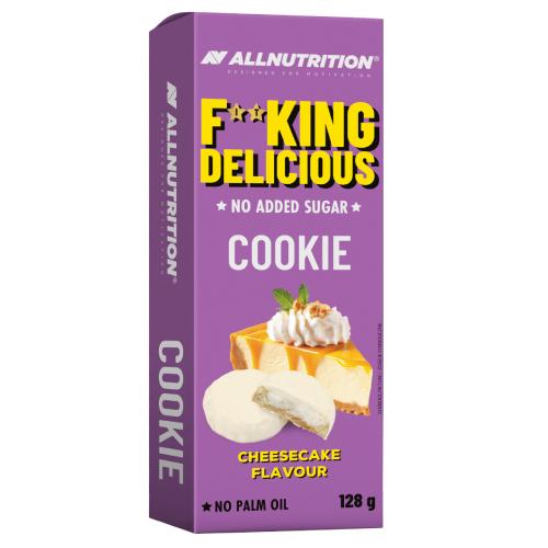 Zdjęcie produktu - Allnutrition Fitking Delicious Cookie Cheesecake Ciastka z kremem o smaku sernika w polewie mlecznej, 128 g