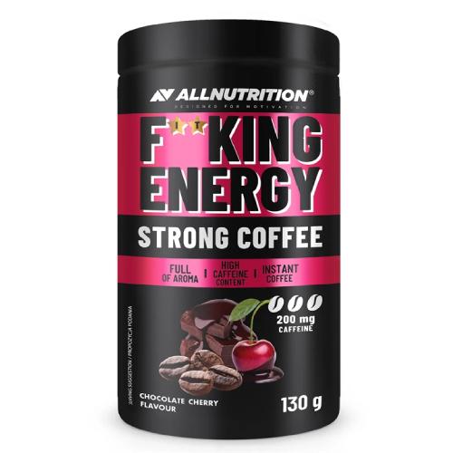 Zdjęcie produktu - ALLNUTRITION FitKing Energy Strong - czekoladowo-wiśniowa kawa rozpuszczalna wzbogacona kofeiną, 130g