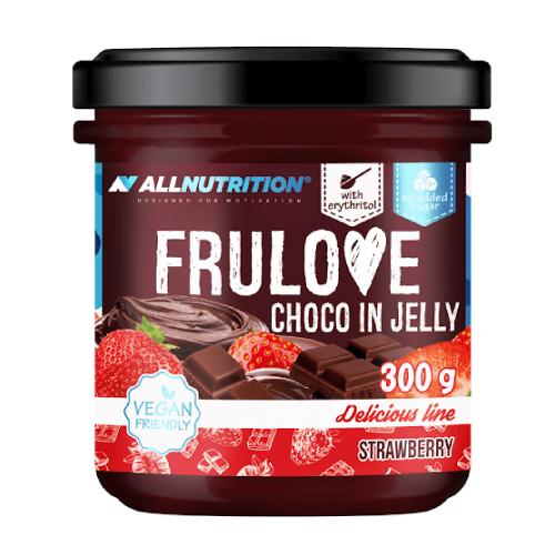 Zdjęcie produktu - Allnutrition Frulove Choco in Jelly Strawberry - Truskawki w czekoladowej frużelinie, 300 g