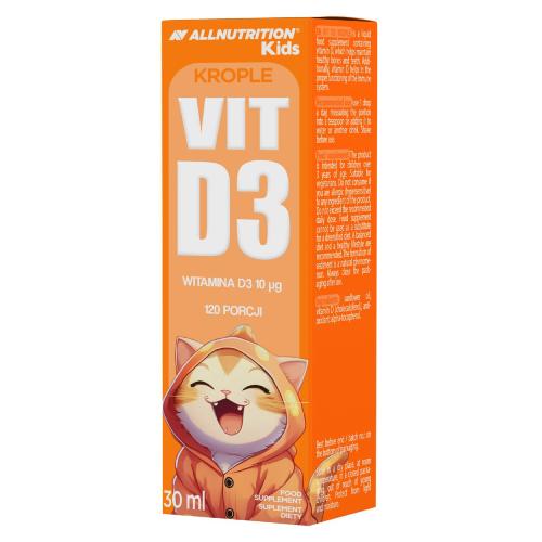 Zdjęcie produktu - Allnutrition Kids Vit D3 Witamina D3 w kroplach dla dzieci, 30 ml