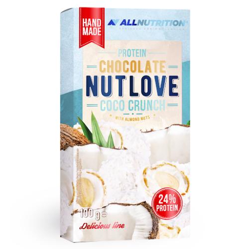 Zdjęcie produktu - ALLNUTRITION Protein Chocolate NutLove Coco Crunch Biała czekolada białkowa o smaku kokosowym, 100g 
