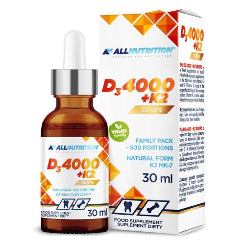 Zdjęcie produktu - ALLNUTRITION Witamina D3 4000+K2 Drops, 30 ml 