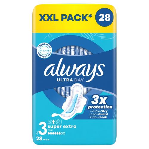 Zdjęcie produktu - Always Ultra Day Super Extra Podpaski ze skrzydełkami rozmiar 3, 28 szt.