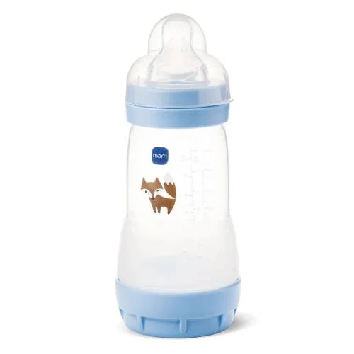 Miniaturka artykułu - MAM Perfect Start Butelka antykolkowa 2m+ 260ml niebieska lis