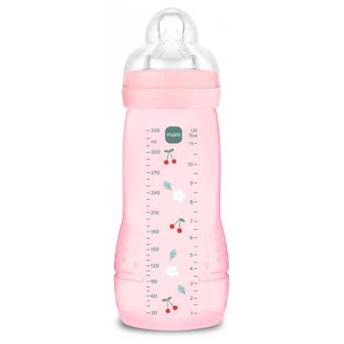 Miniaturka artykułu - MAM Baby Easy Active Butelka dla dzieci antykolkowa szybki przepływ 4m+ Pattern Fruits, 330 ml
