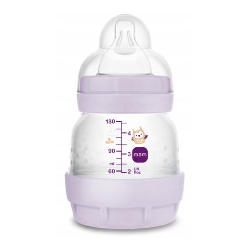 Miniaturka artykułu - MAM Perfect Start Butelka antykolkowa 0m+ 130ml fioletowa
