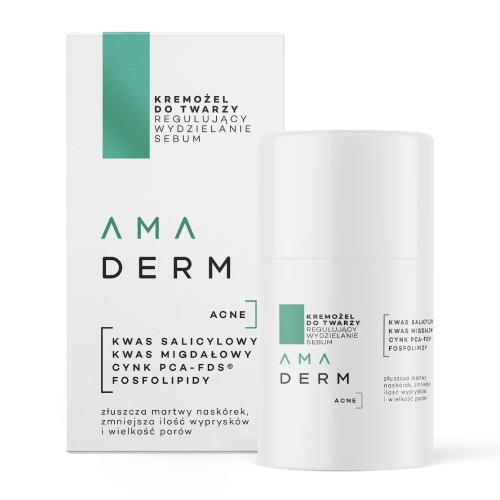 Zdjęcie produktu - AMADERM Acne Kremożel do twarzy Regulujący wydzielanie sebum, 50 ml