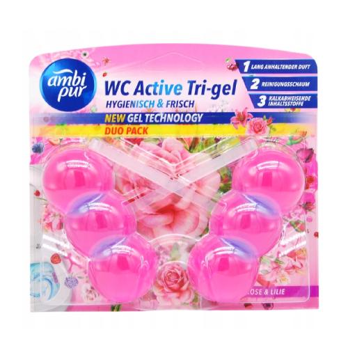 Zdjęcie produktu - AMBI PUR Kulki do WC Active Tri-Gel  Rose & Lilie, 2x45g