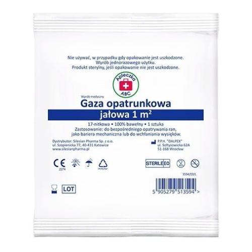 Zdjęcie produktu - Apteczka ABC Gaza opatrunkowa jałowa 1m2 17-nitkowa, 1szt.
