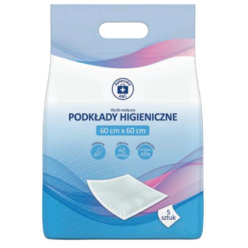 Zdjęcie produktu - Apteczka ABC Podkłady higieniczne 60cm x 60cm, 5szt.
