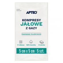 Zdjęcie produktu - APTEO CARE Kompresy jałowe z gazy 5x5cm, 5 sztuk